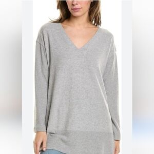 Vince Camuto Women's Gray V-Neck Pullover Sweater XXL Relaxed Fit Knit Ribbed